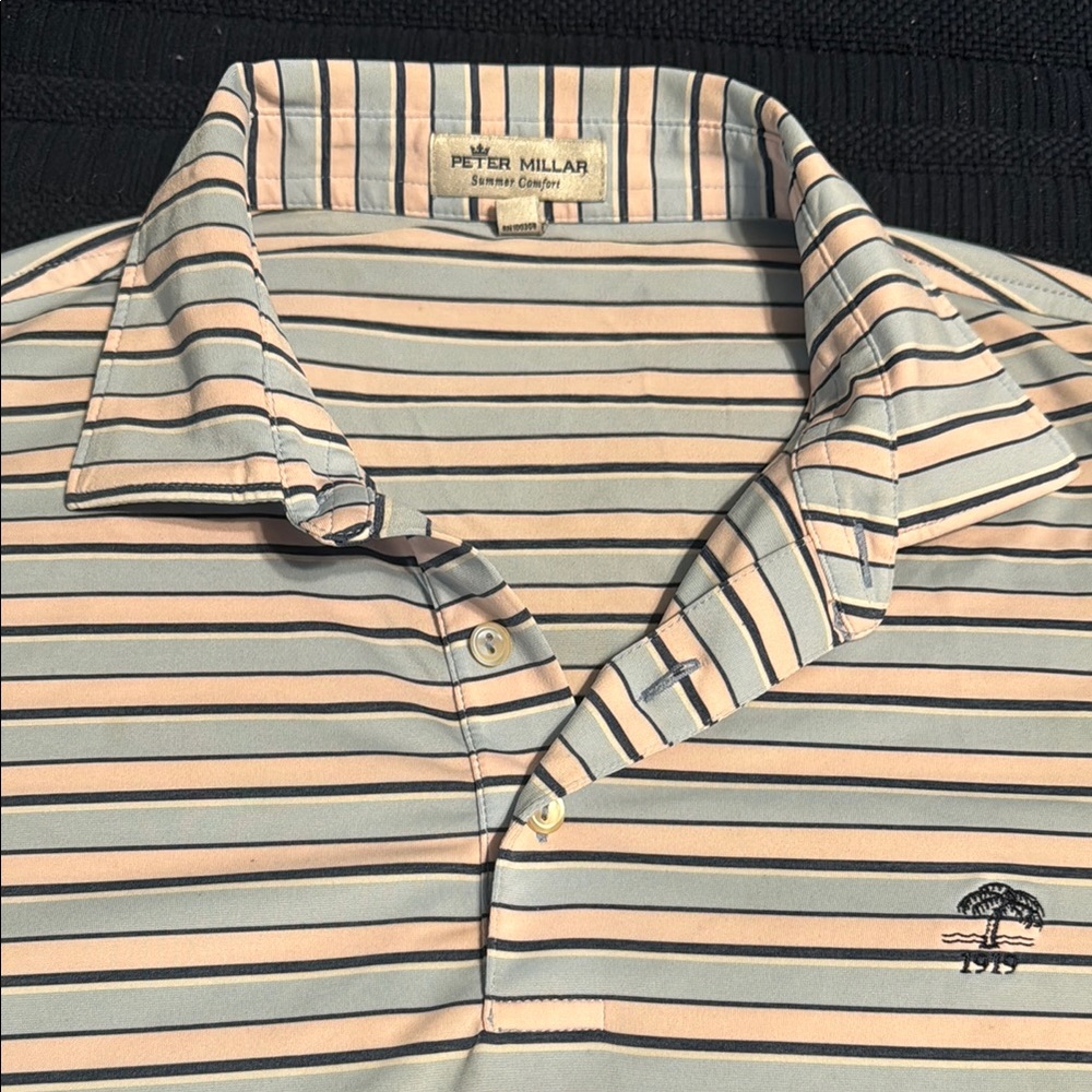 Peter Millar Blue and White Polo Shirt Striped Design